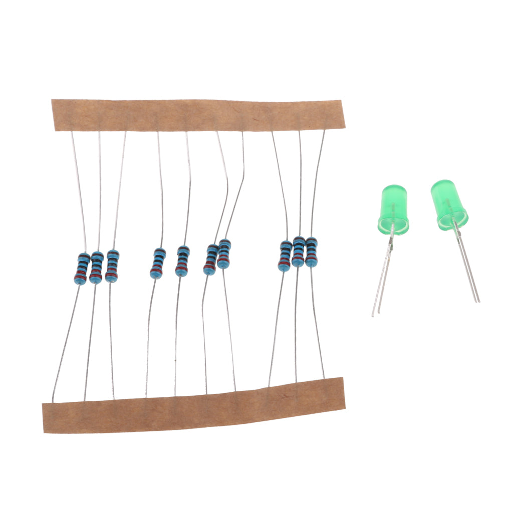 20 Pieces LED Light 5MM 220 Ohm Resistor for Raspberry Pi MCU Green
