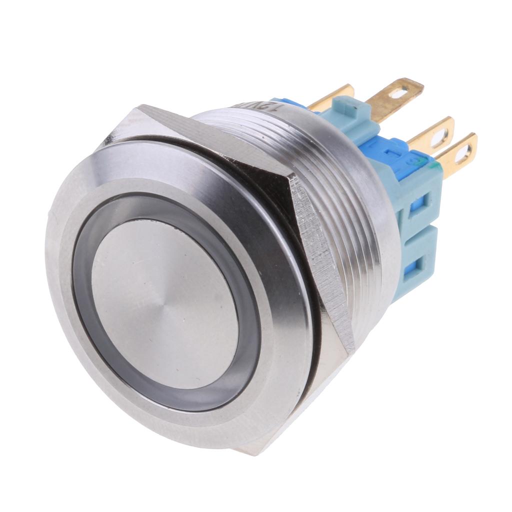 25mm 1NO1NC Stainless Steel 12V LED Momentary Push Button Switch 25mm Green