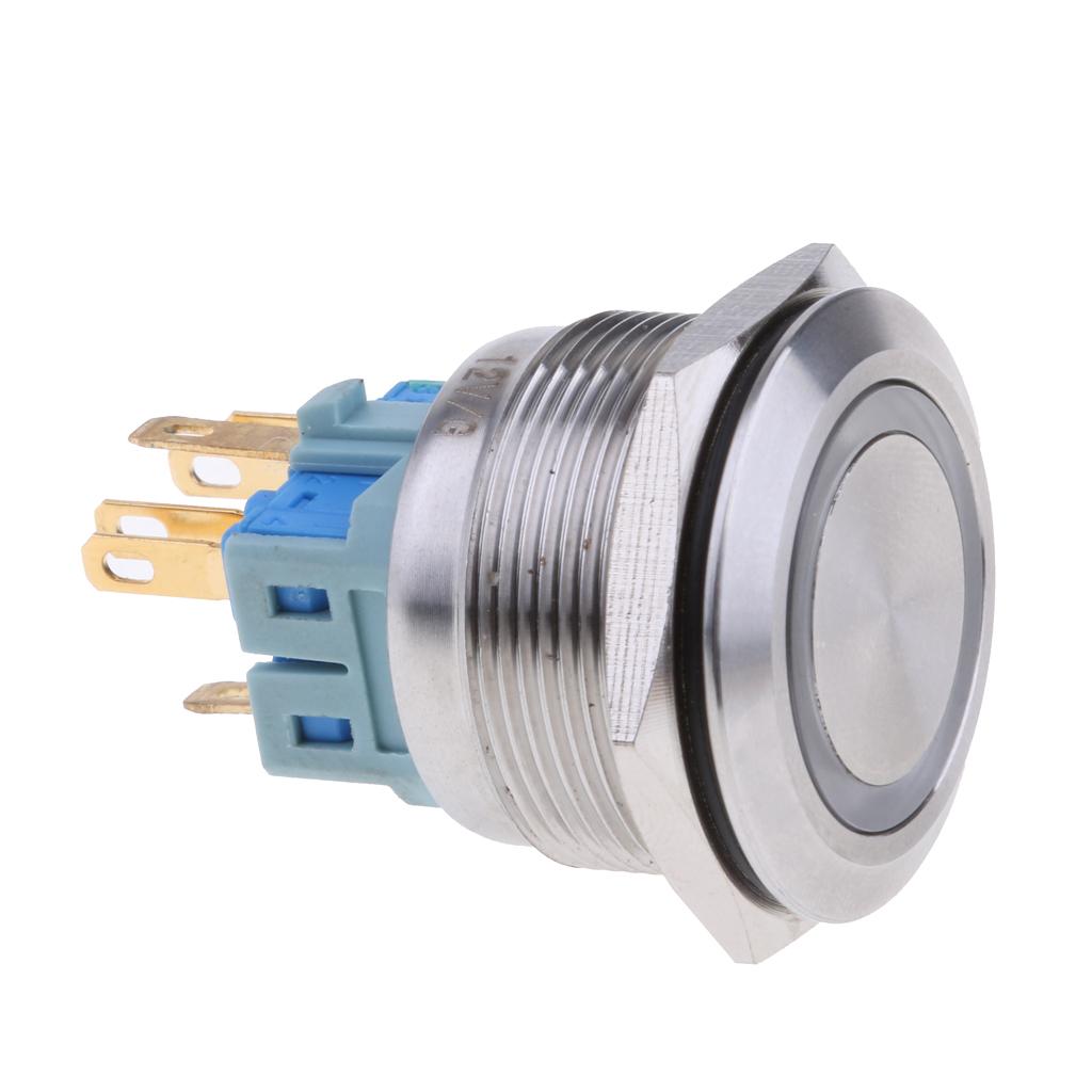 25mm 1NO1NC Stainless Steel 12V LED Momentary Push Button Switch 25mm Green