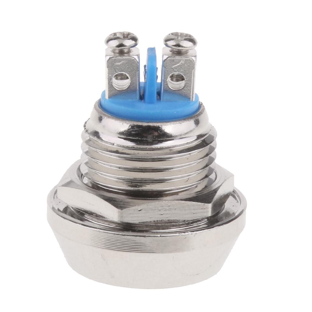 12mm Round Metal SPST Momentary Push Button Switch 1NO P67 Waterproof Blue