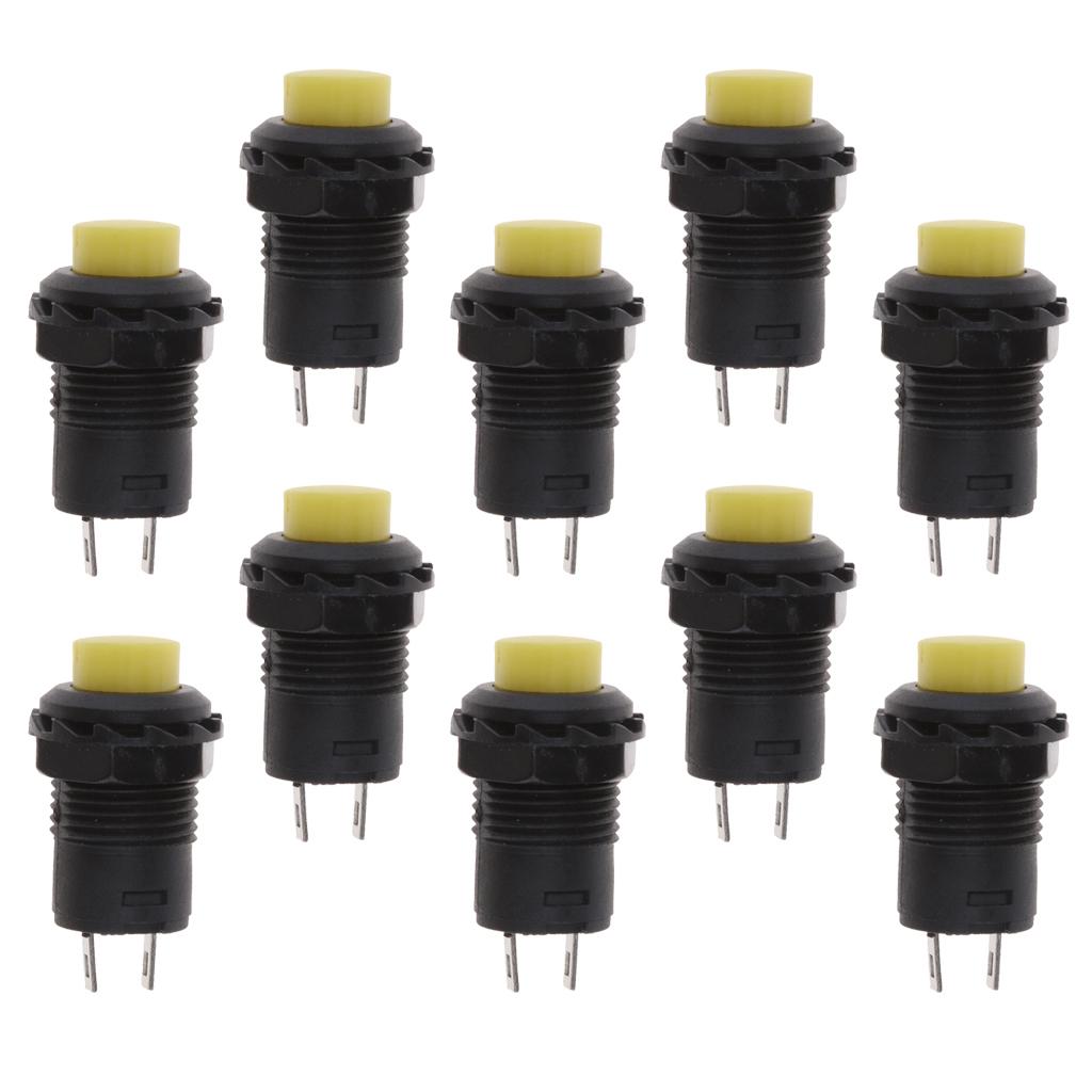 10 Pieces 16mm AC 125V 3A Waterproof Momentary Push Button Switch Yellow