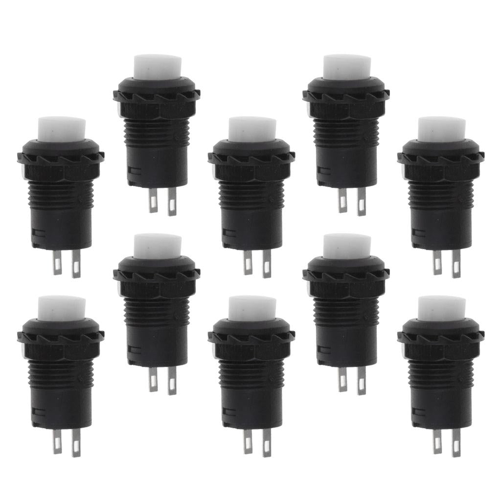 10 Pieces 16mm AC 125V 3A Waterproof Momentary Push Button Switch White
