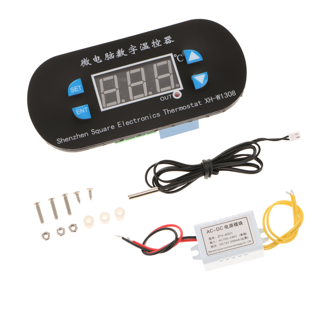 LCD Digital Temperature Controller Thermostat with Probe 220V Red Light