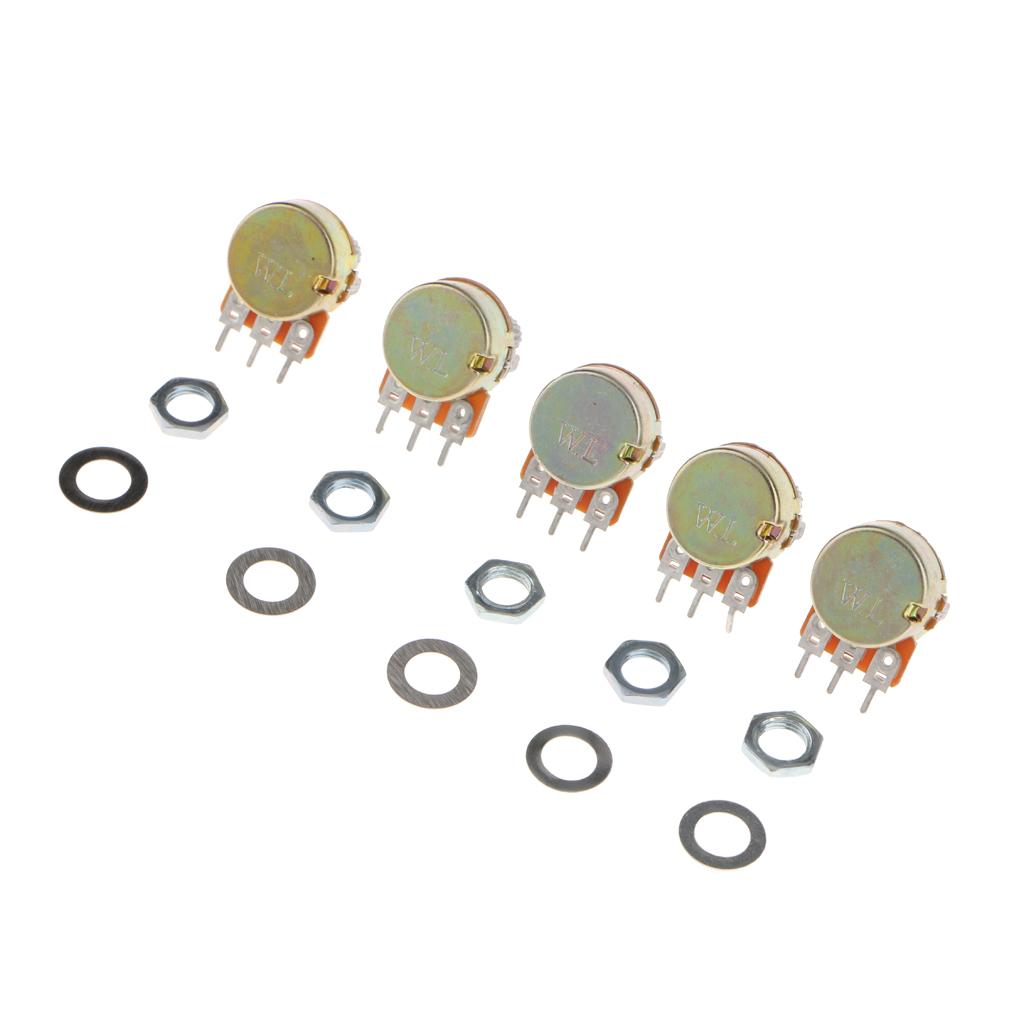 5Pc Single Linear 10mm Potentiometer Rotary 3 Pin with Nuts And Washers 10K