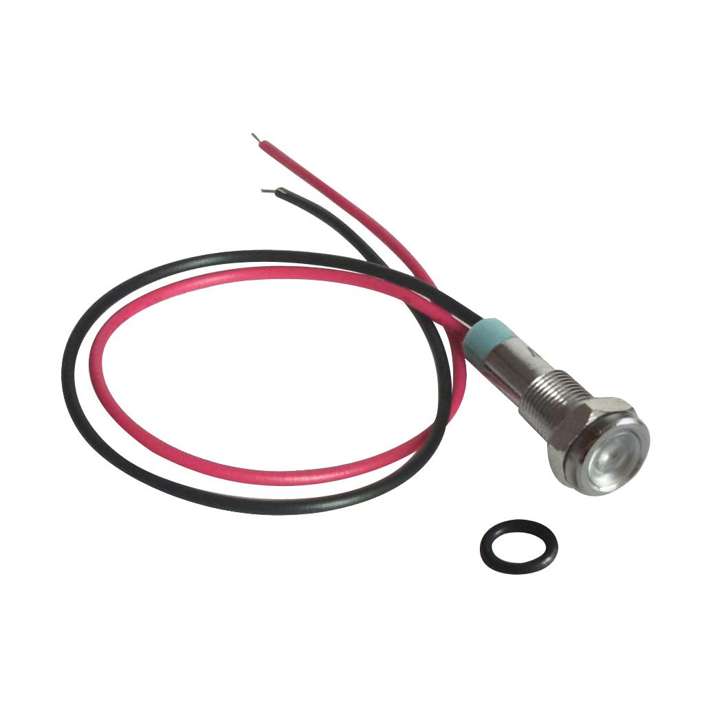 6mm 12V Signal Power Supply LED Metal Indicator Light Lamp Pre-Wired White