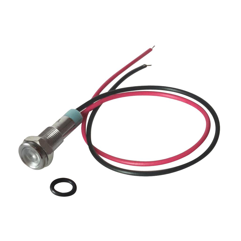 6mm 12V Signal Power Supply LED Metal Indicator Light Lamp Pre-Wired White