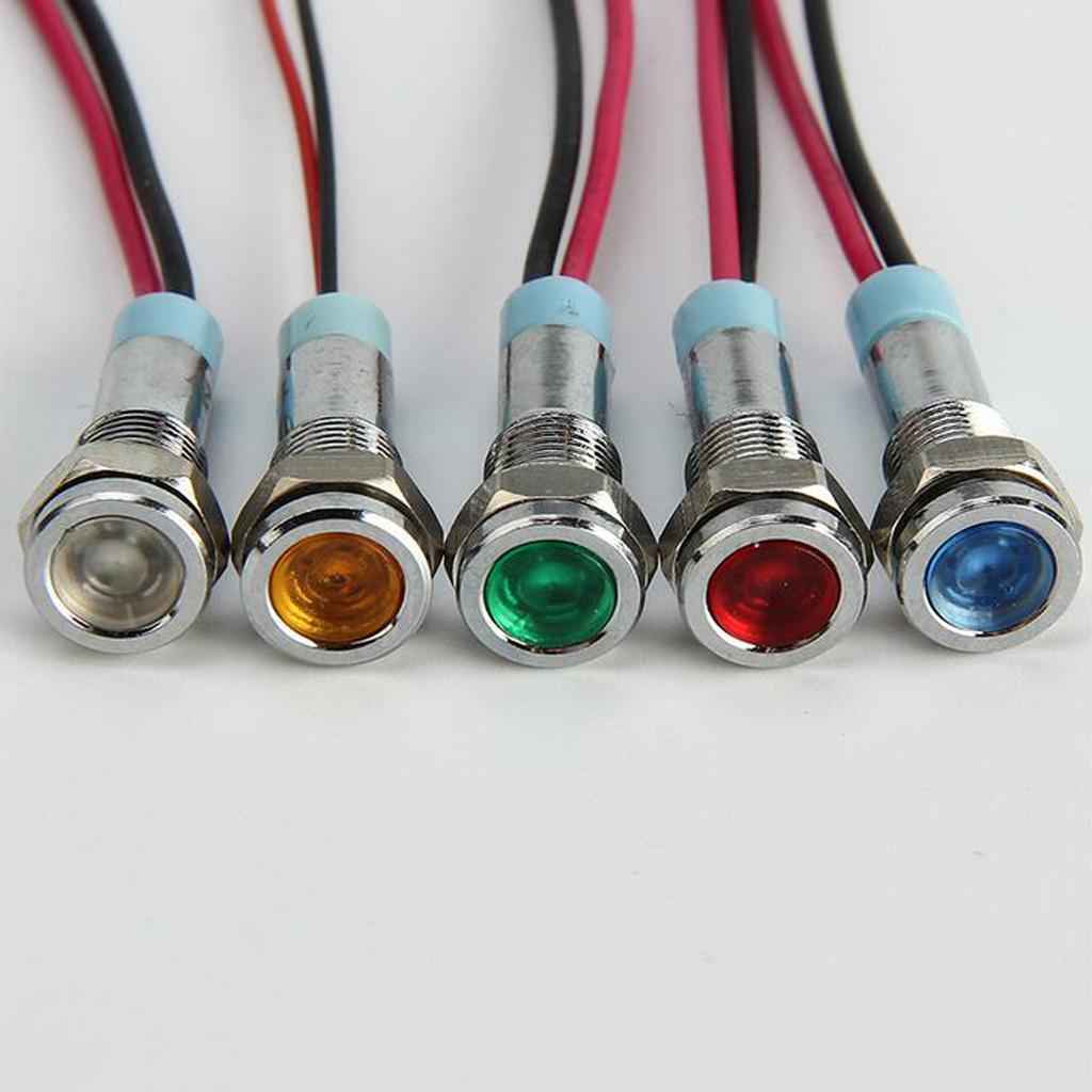 24V 6mm Signal Power Supply LED Metal Indicator Light Lamp Pre-Wired Green