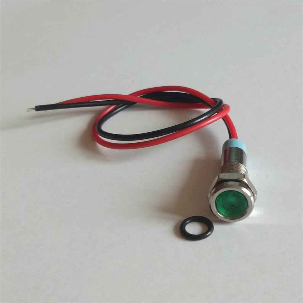 24V 6mm Signal Power Supply LED Metal Indicator Light Lamp Pre-Wired Green