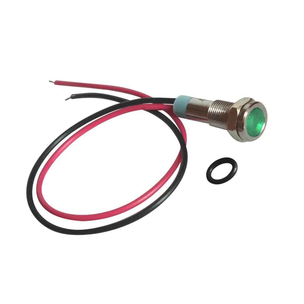 24V 6mm Signal Power Supply LED Metal Indicator Light Lamp Pre-Wired Green
