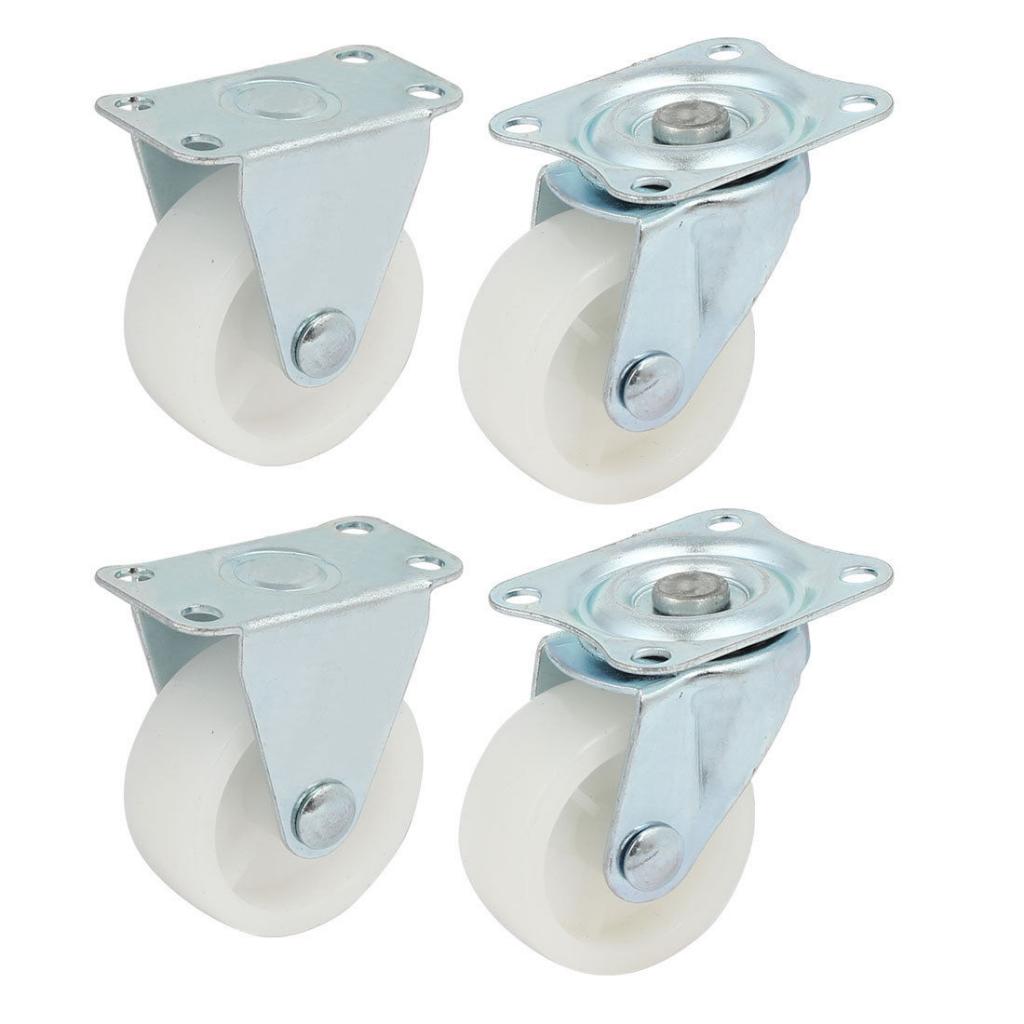4 Pieces Dia PP Single Wheel Top Plate Trolley Caster Pulley