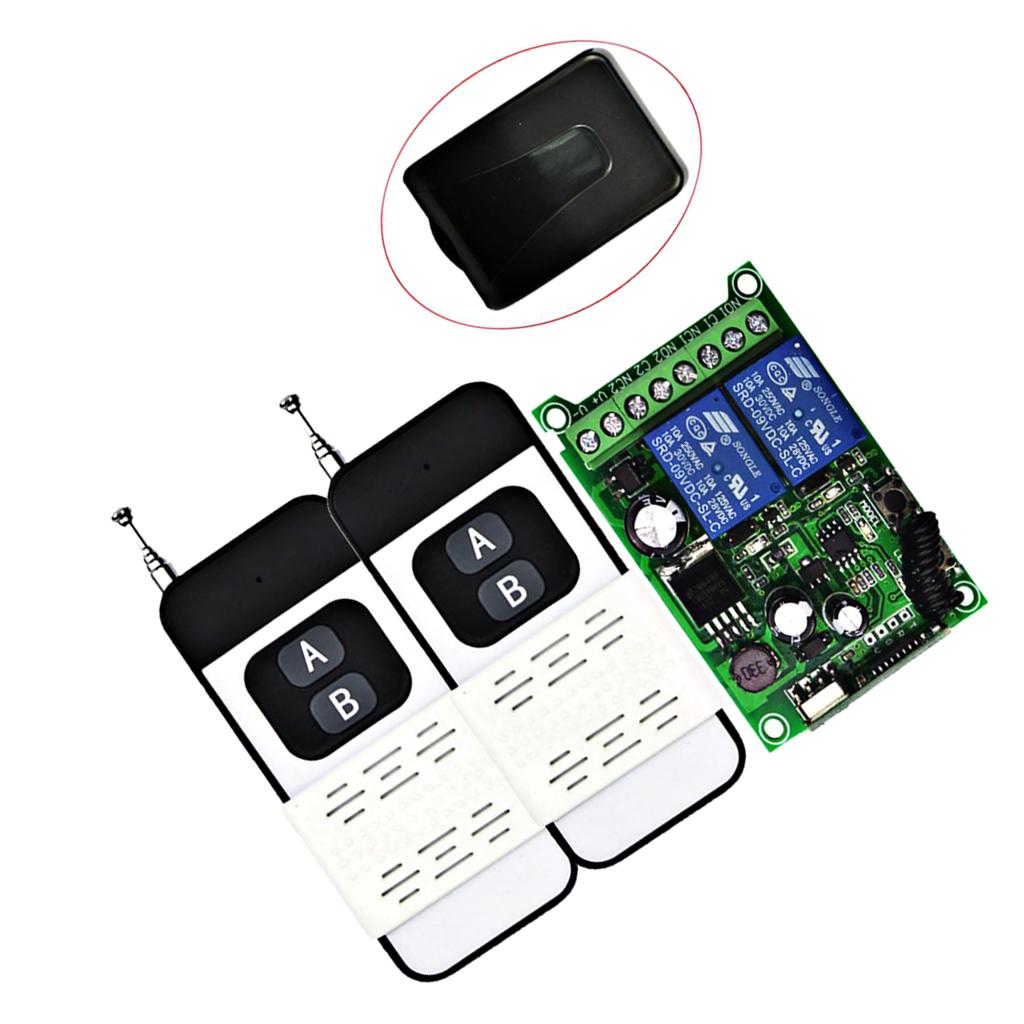 433MHZ DC12V-48V Wireless Remote Control Switch 2CH Relay Receiver 2 Button