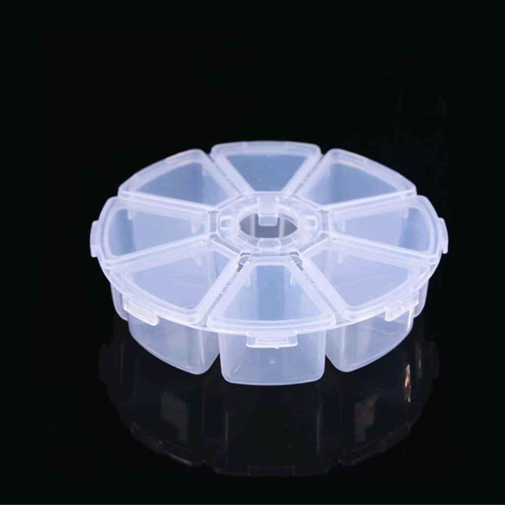8 Grids Round Transparent Electronic Components Storage Assorting Box with Buckle Lids