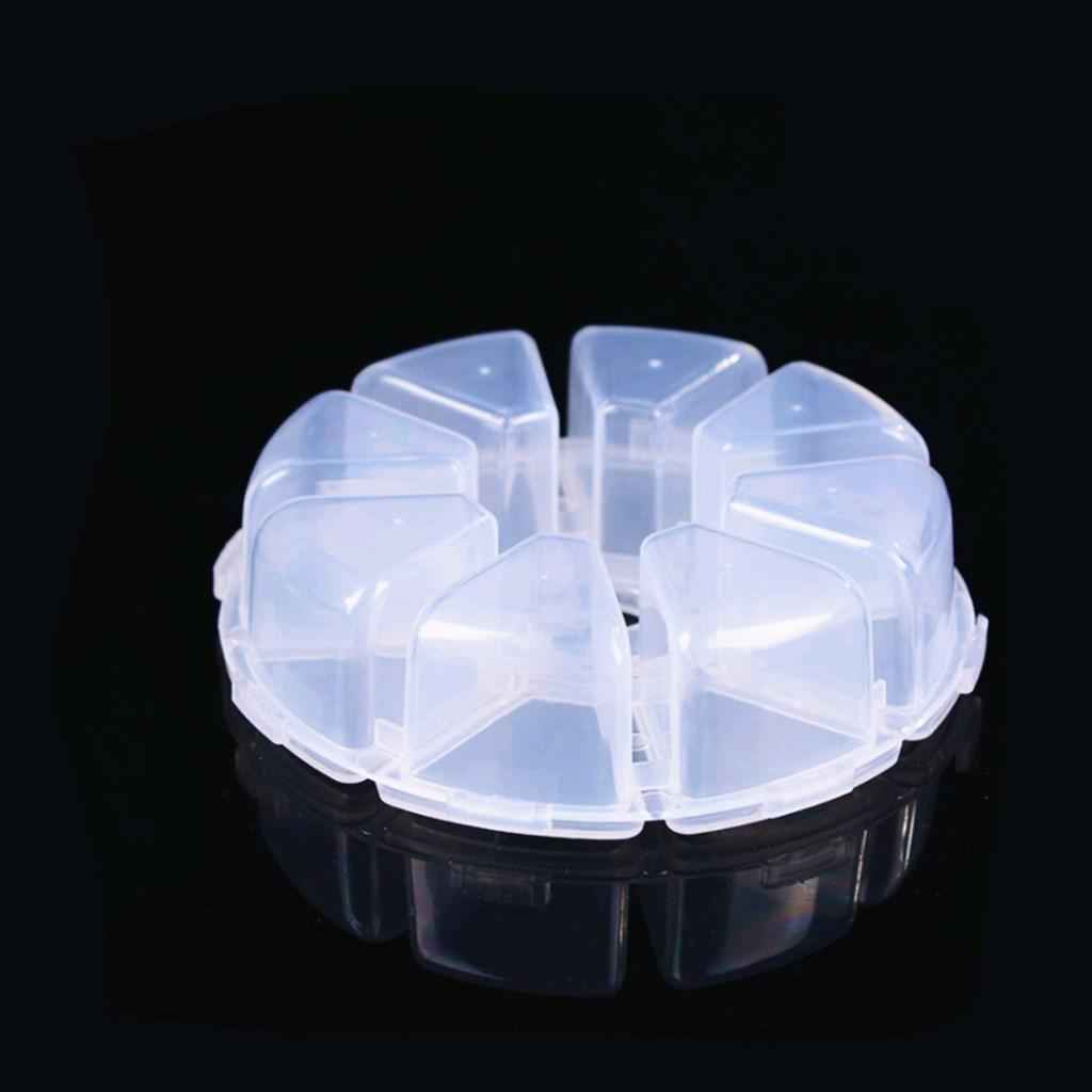 8 Grids Round Transparent Electronic Components Storage Assorting Box with Buckle Lids