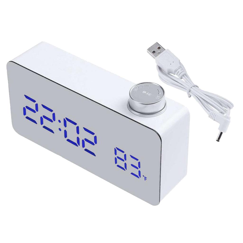 Mirror LED Alarm Clock Night Light Thermometer Digital Wall Clock LED Lamp