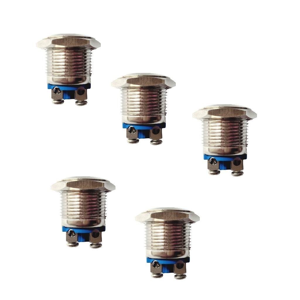 16mm Waterproof Self-reset Doorbell Push Button Switch Copper Contact-5 Pack