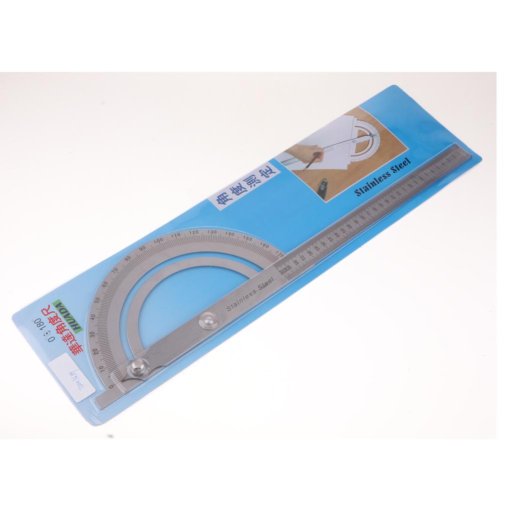 Stainless Steel Rotary Protractor Angle Rule Gauge Machinist Tool 0-300mm