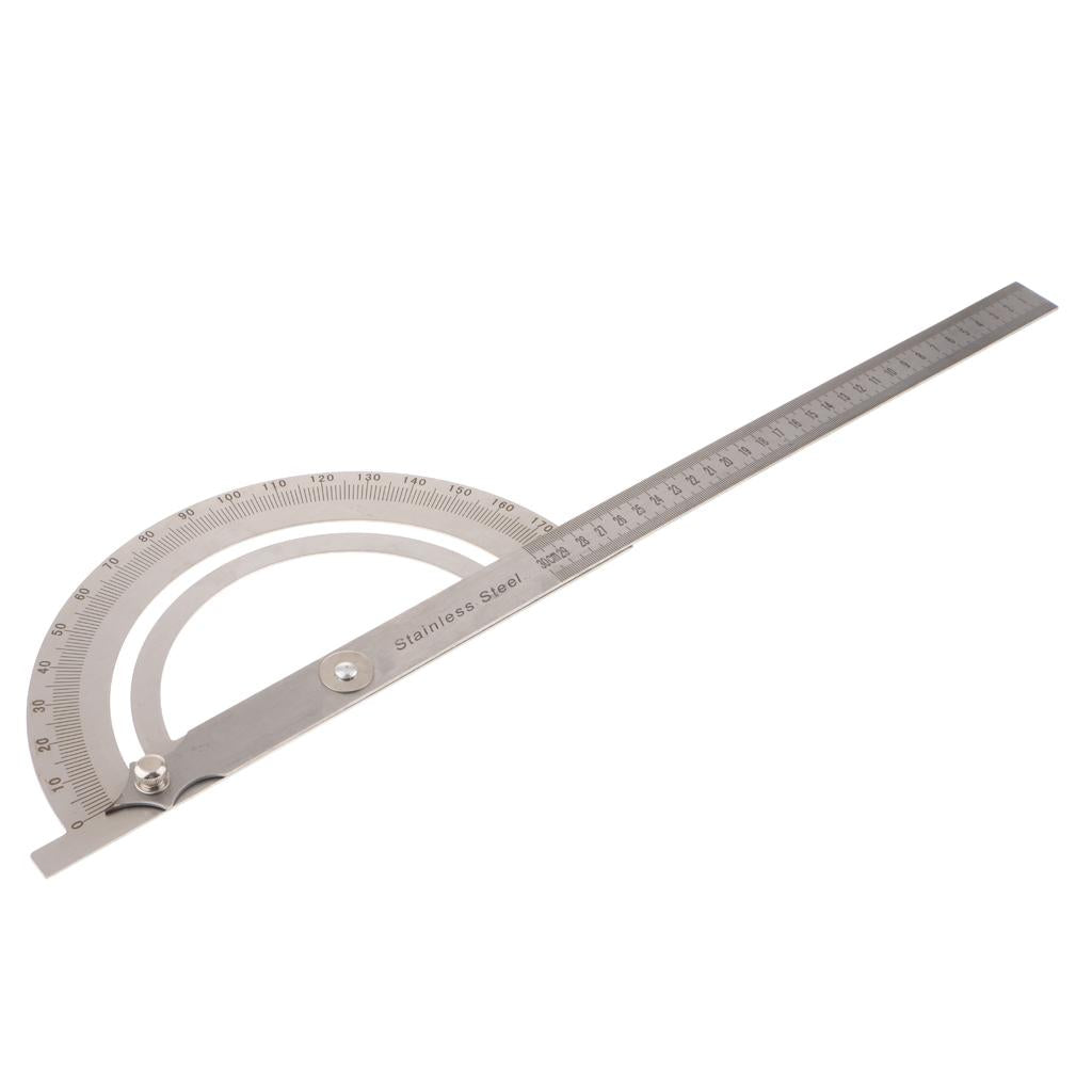 Stainless Steel Rotary Protractor Angle Rule Gauge Machinist Tool 0-300mm