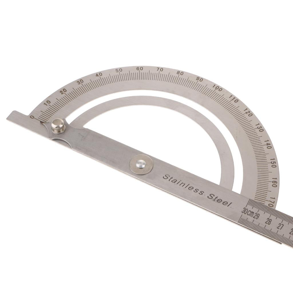 Stainless Steel Rotary Protractor Angle Rule Gauge Machinist Tool 0-300mm
