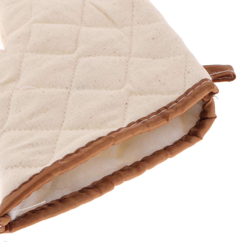 Heat Resistant Grilling Cooking Gloves Oven Mitts BBQ Tool Beige