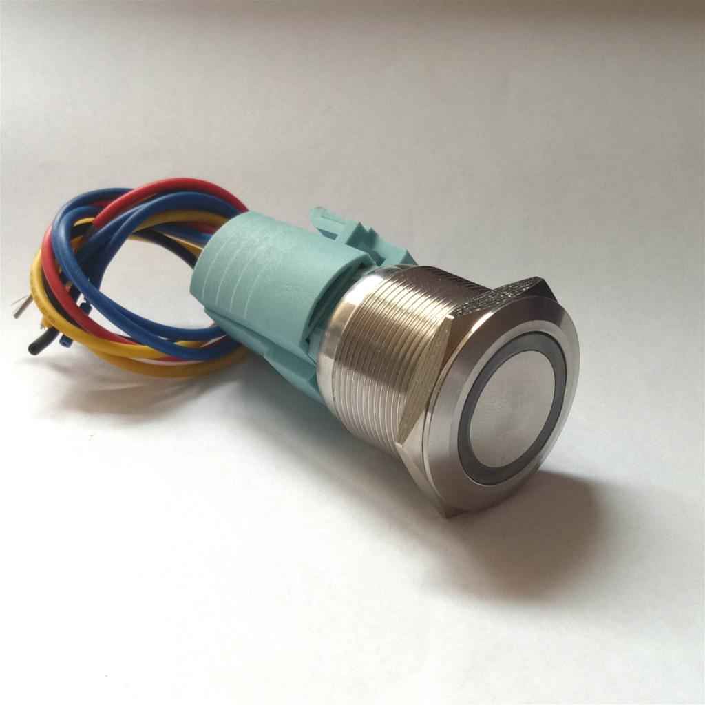 25mm 1NO 1NC Stainless Steel LED Momentary Push Button Starter Switch Green