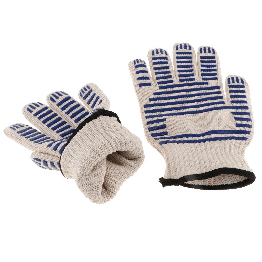 1 Pair of Double Layer Thickened Cotton High Temperature ResistantGloves BBQ