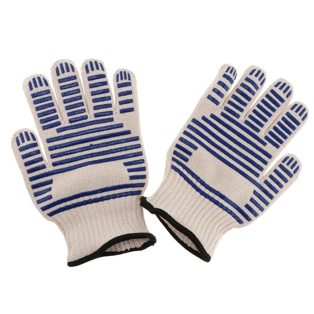 1 Pair of Double Layer Thickened Cotton High Temperature ResistantGloves BBQ