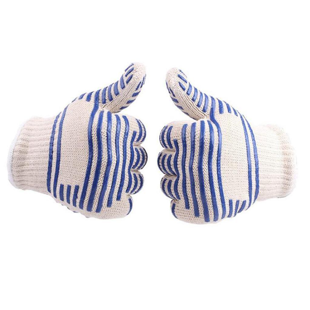 1 Pair of Double Layer Thickened Cotton High Temperature ResistantGloves BBQ