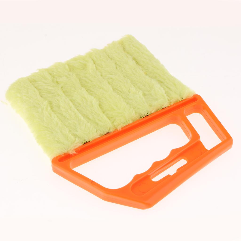 Venetian Blind Shutter Brush Window Air Conditioner Duster Dirt Cleaner Orange Handle + Yellow Brush