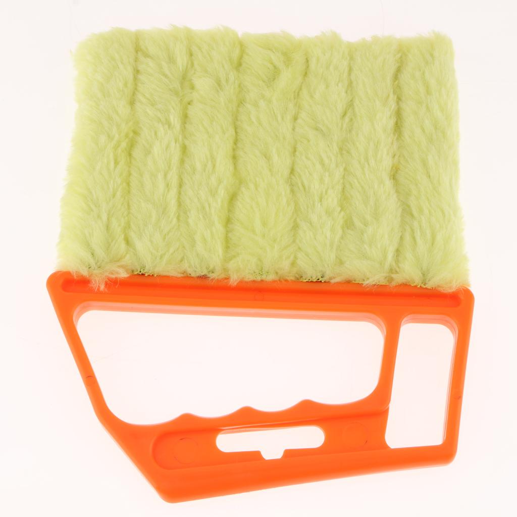 Venetian Blind Shutter Brush Window Air Conditioner Duster Dirt Cleaner Orange Handle + Yellow Brush