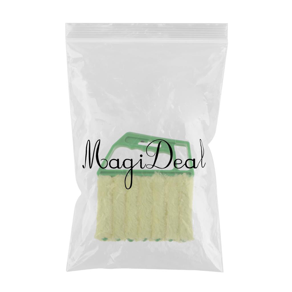 Venetian Blind Shutter Brush Window Air Conditioner Duster Dirt Cleaner Green Handle + Yellow Brush