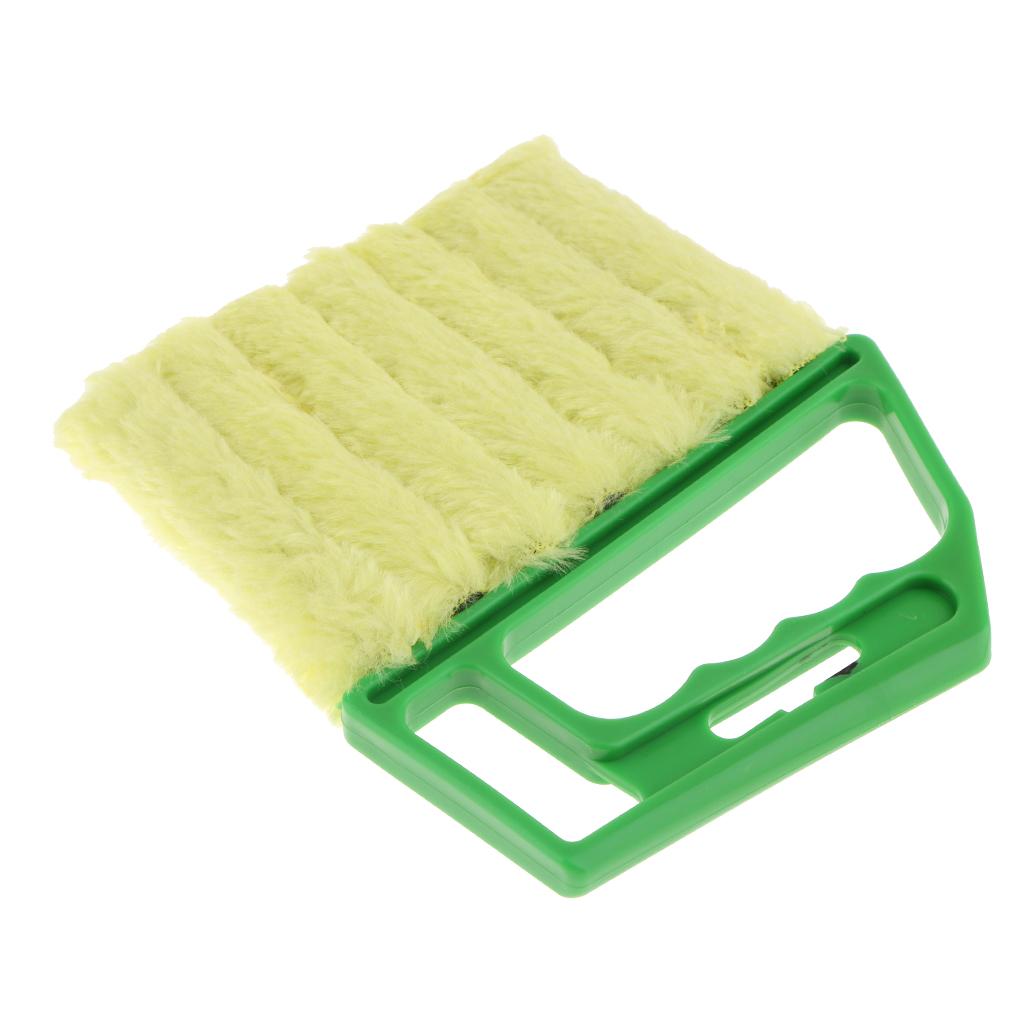 Venetian Blind Shutter Brush Window Air Conditioner Duster Dirt Cleaner Green Handle + Yellow Brush