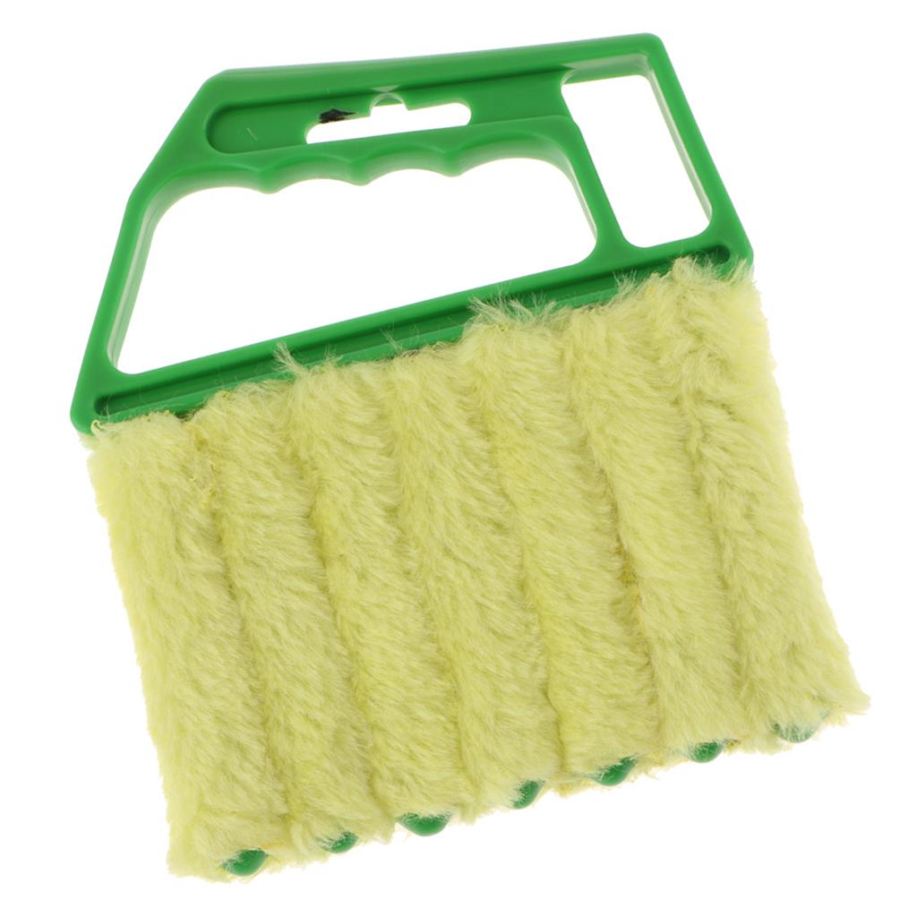 Venetian Blind Shutter Brush Window Air Conditioner Duster Dirt Cleaner Green Handle + Yellow Brush