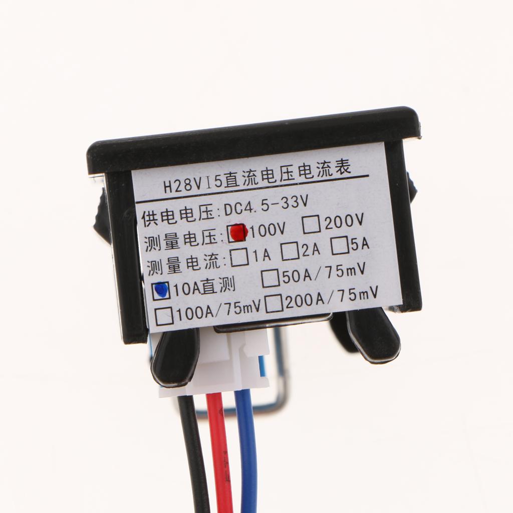 DC 0-100V LED Motor Dual Display Digital Voltage Current Meter 10A