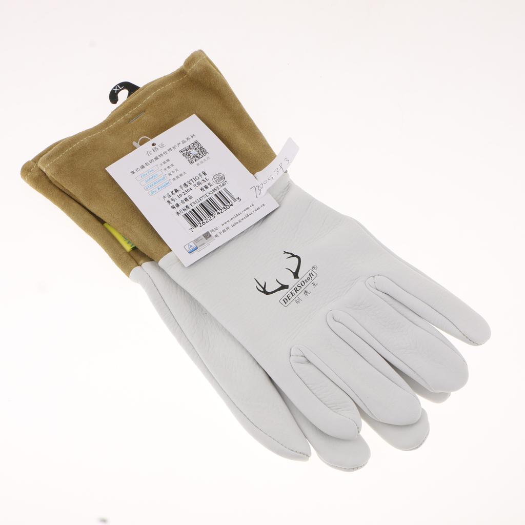 1 Pair of Soft Artificial Buckskin Argon Arc Welding Gloves Heat Resistant