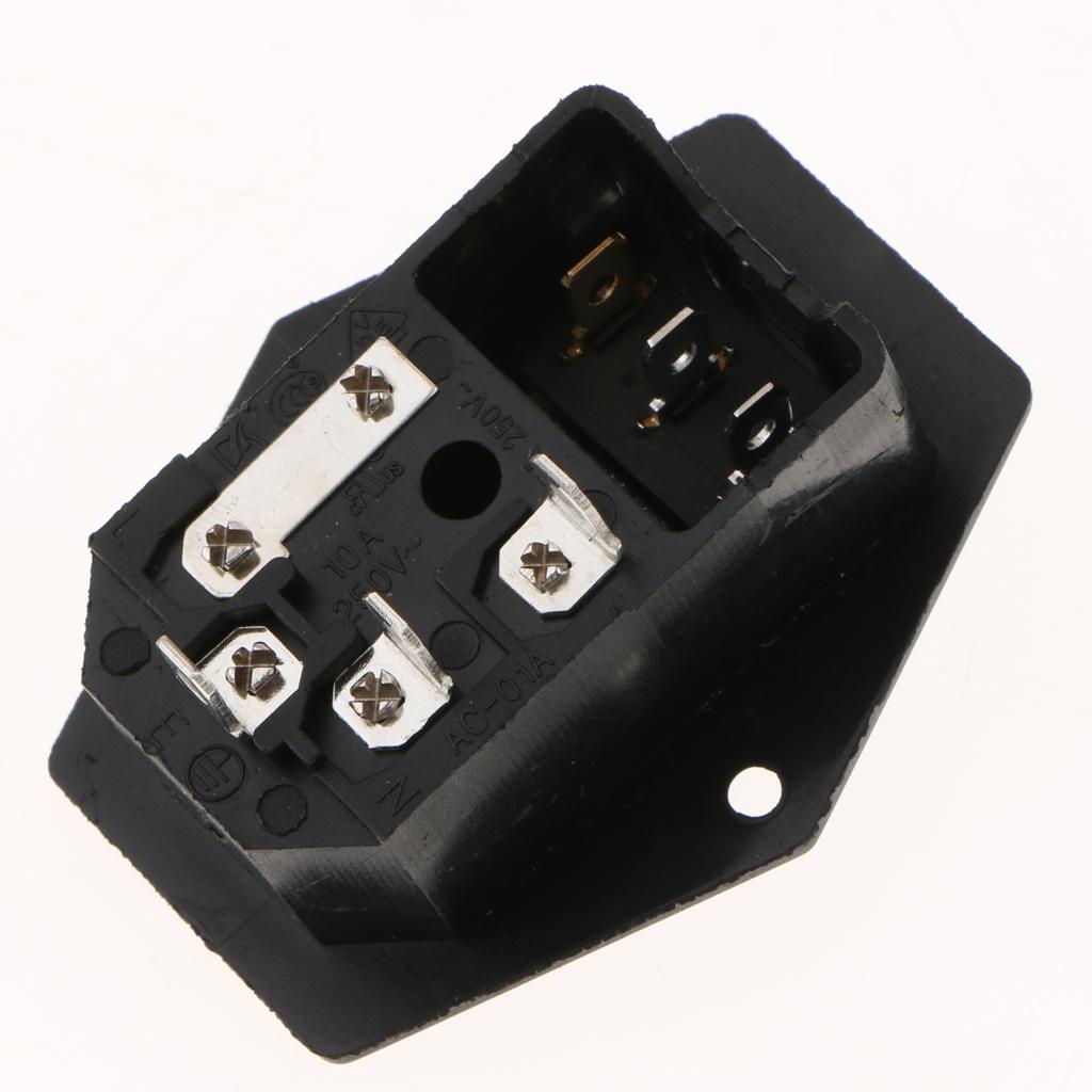 3Pin Male Power Socket Inlet Module Plug Fuse Switch Parts for Power Module