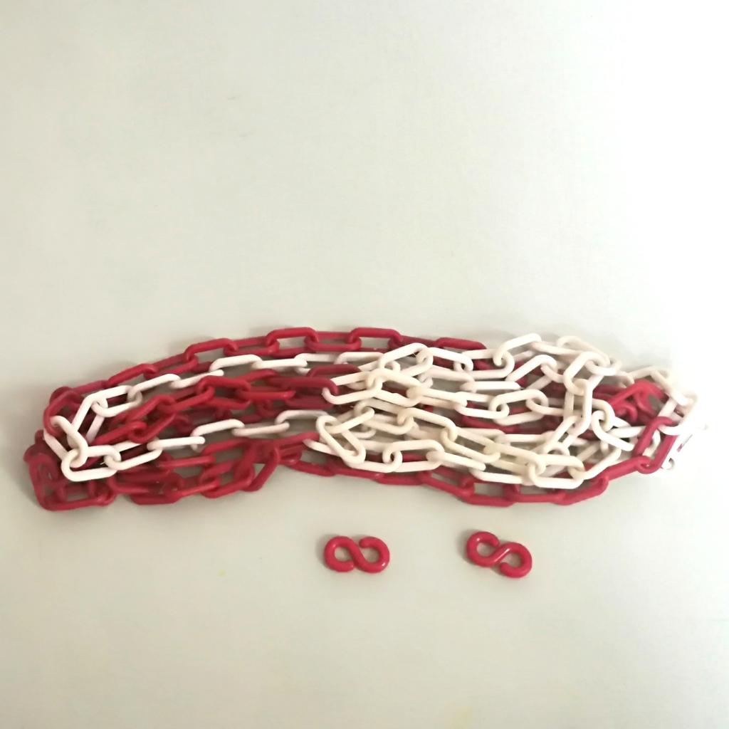 Plastic Safety Chain 6mm x 3800 Meter Roll Plastic Link Warning Chain Red + White