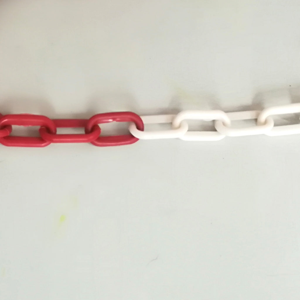 Plastic Safety Chain 6mm x 3800 Meter Roll Plastic Link Warning Chain Red + White