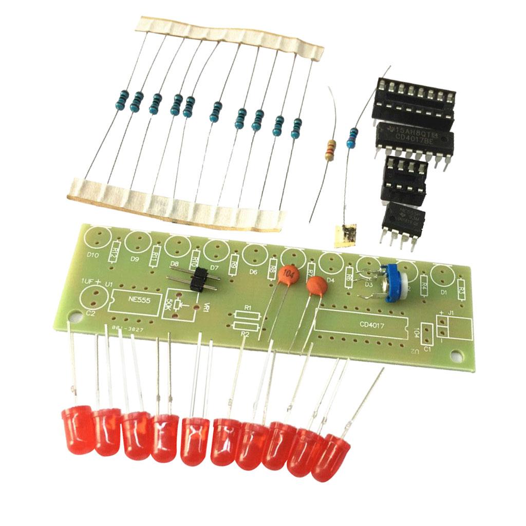 NE555+CD4017 Water Lamp 3-5V Stable Suite DIY Kits 10 Way Lamp DIY