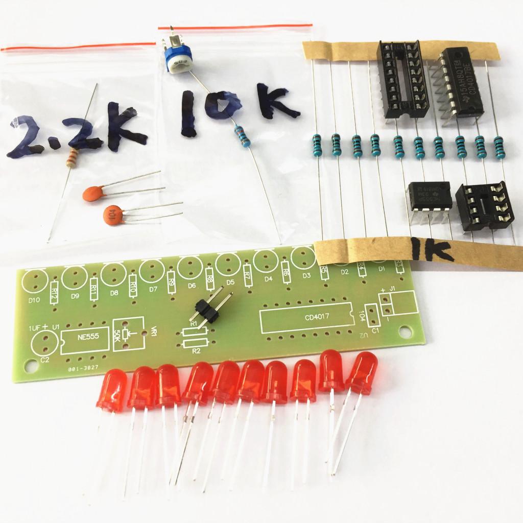 NE555+CD4017 Water Lamp 3-5V Stable Suite DIY Kits 10 Way Lamp DIY