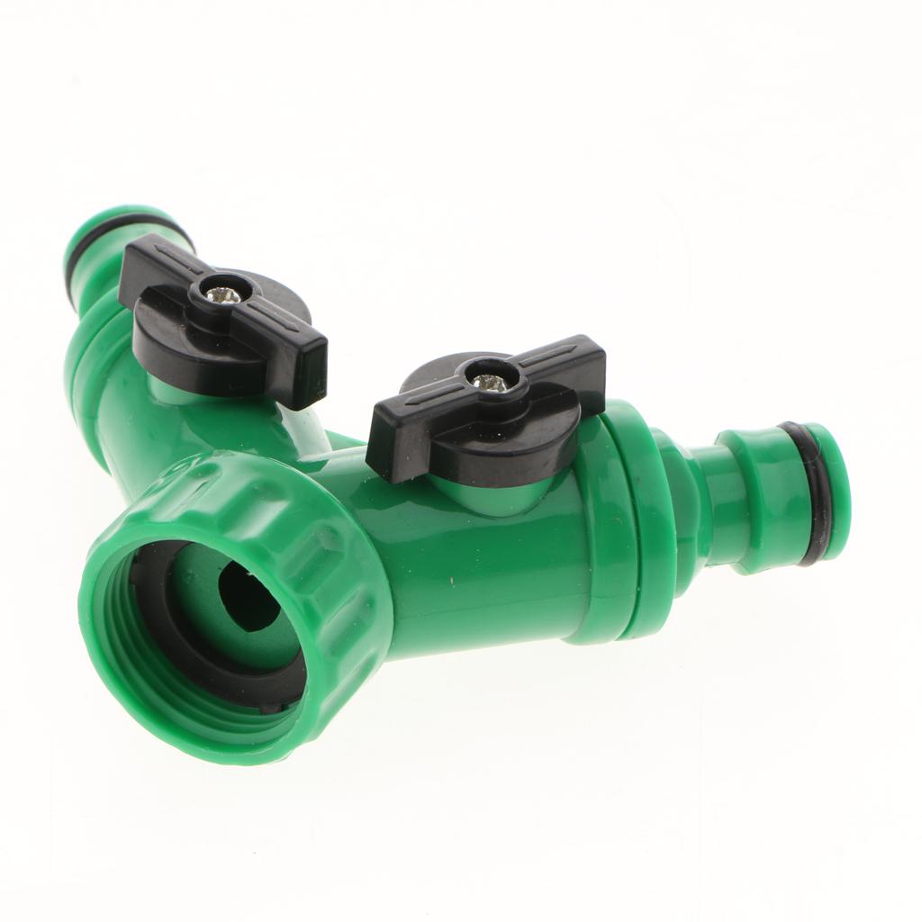 Garden 2-Way Y Adapter for Quick Connector w/ Switch on Irrigation Hose Pipe