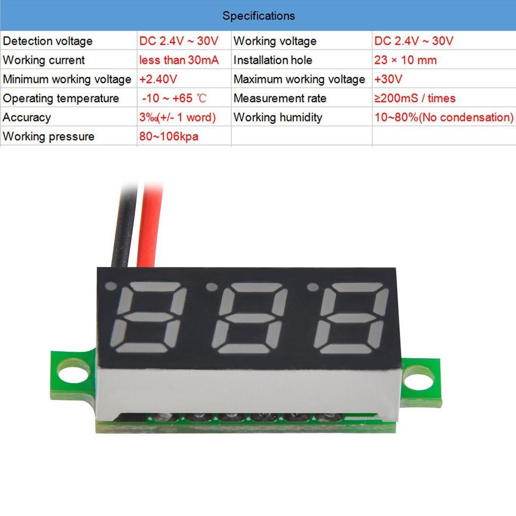 0.28 inch 2-wire 3.5-30V DC LED Display Digital Voltmeter Yellow