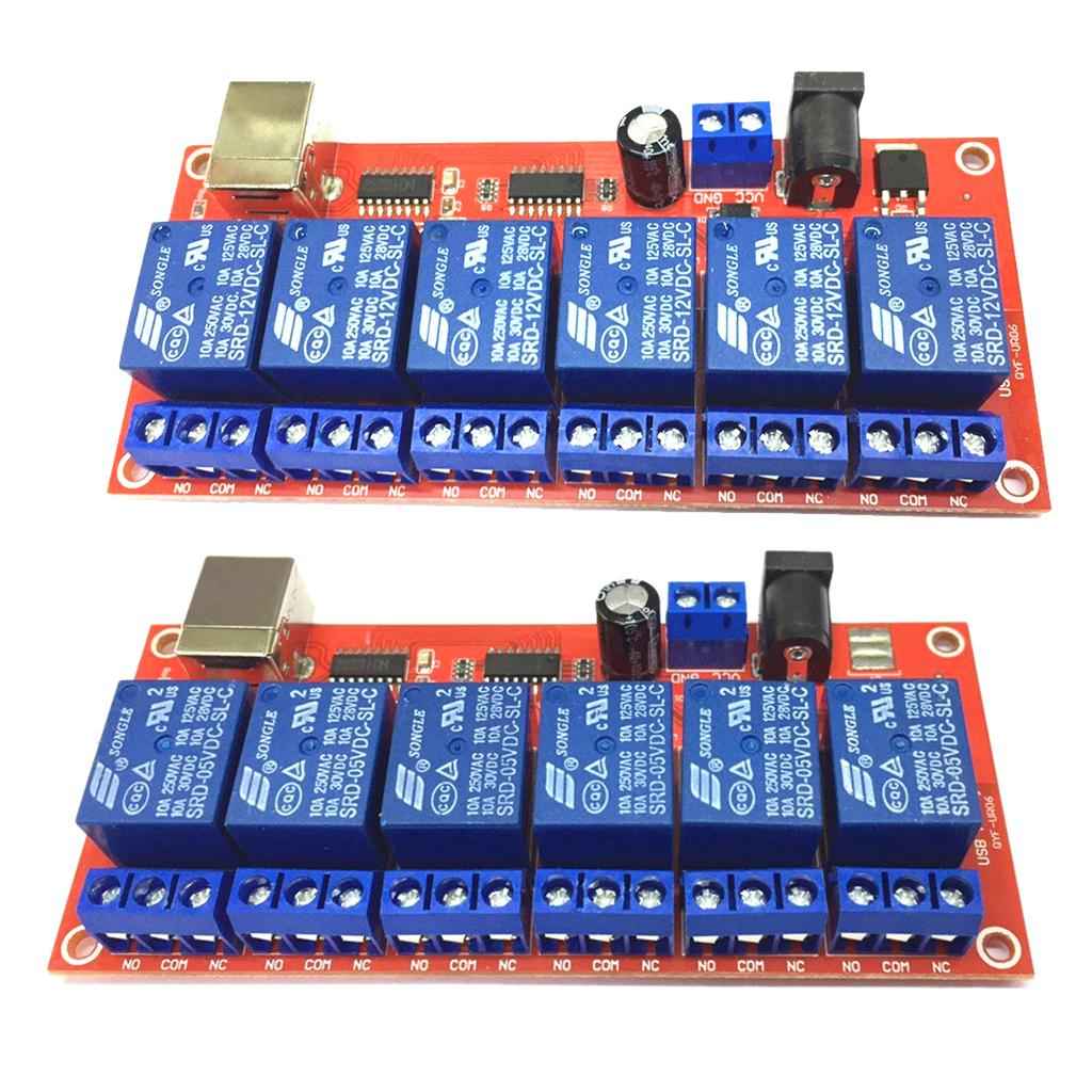 6 Channel USB Relay Module Board Optocoupler Computer Control For Arduino 12V