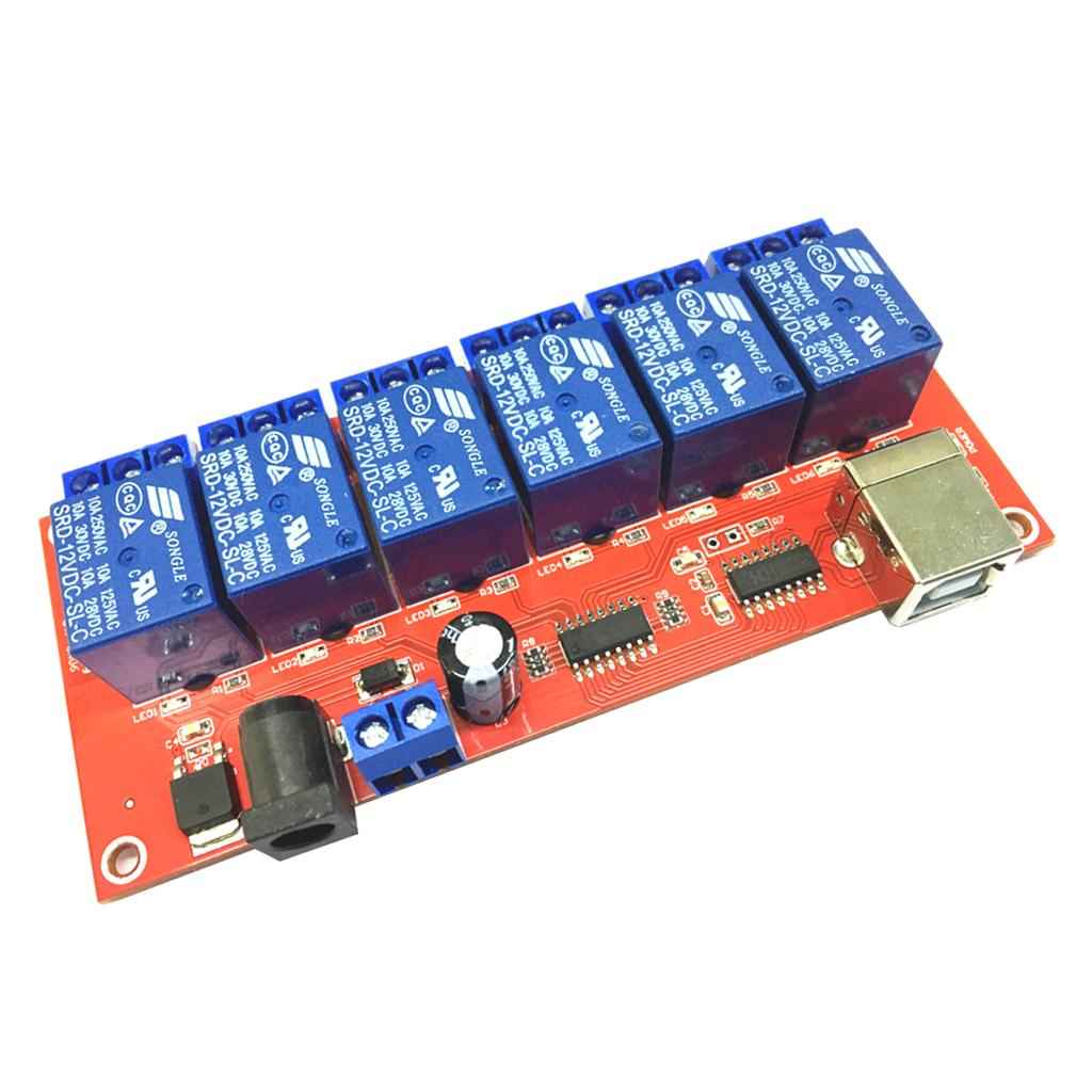 6 Channel USB Relay Module Board Optocoupler Computer Control For Arduino 12V