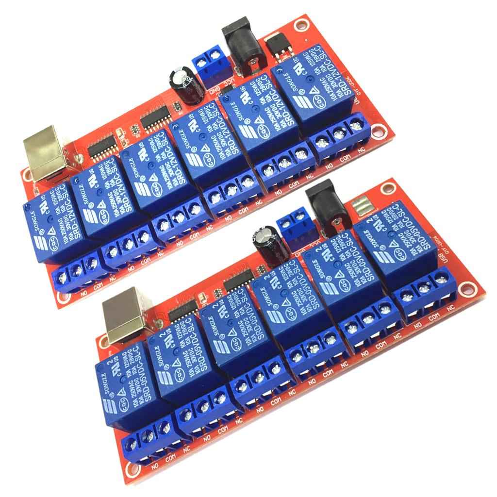 6 Channel USB Relay Module Board Optocoupler Computer Control For Arduino 12V
