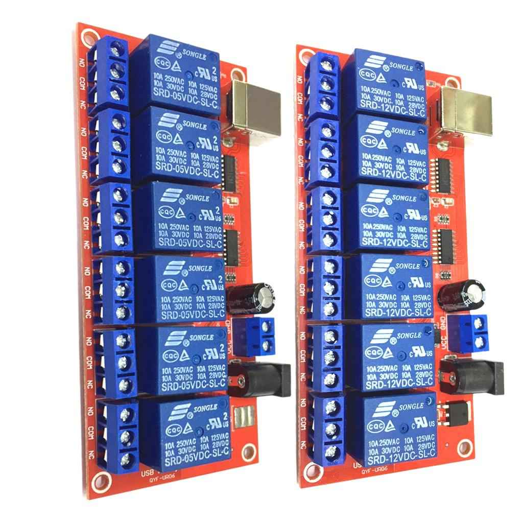 6 Channel USB Relay Module Board Optocoupler Computer Control For Arduino 12V