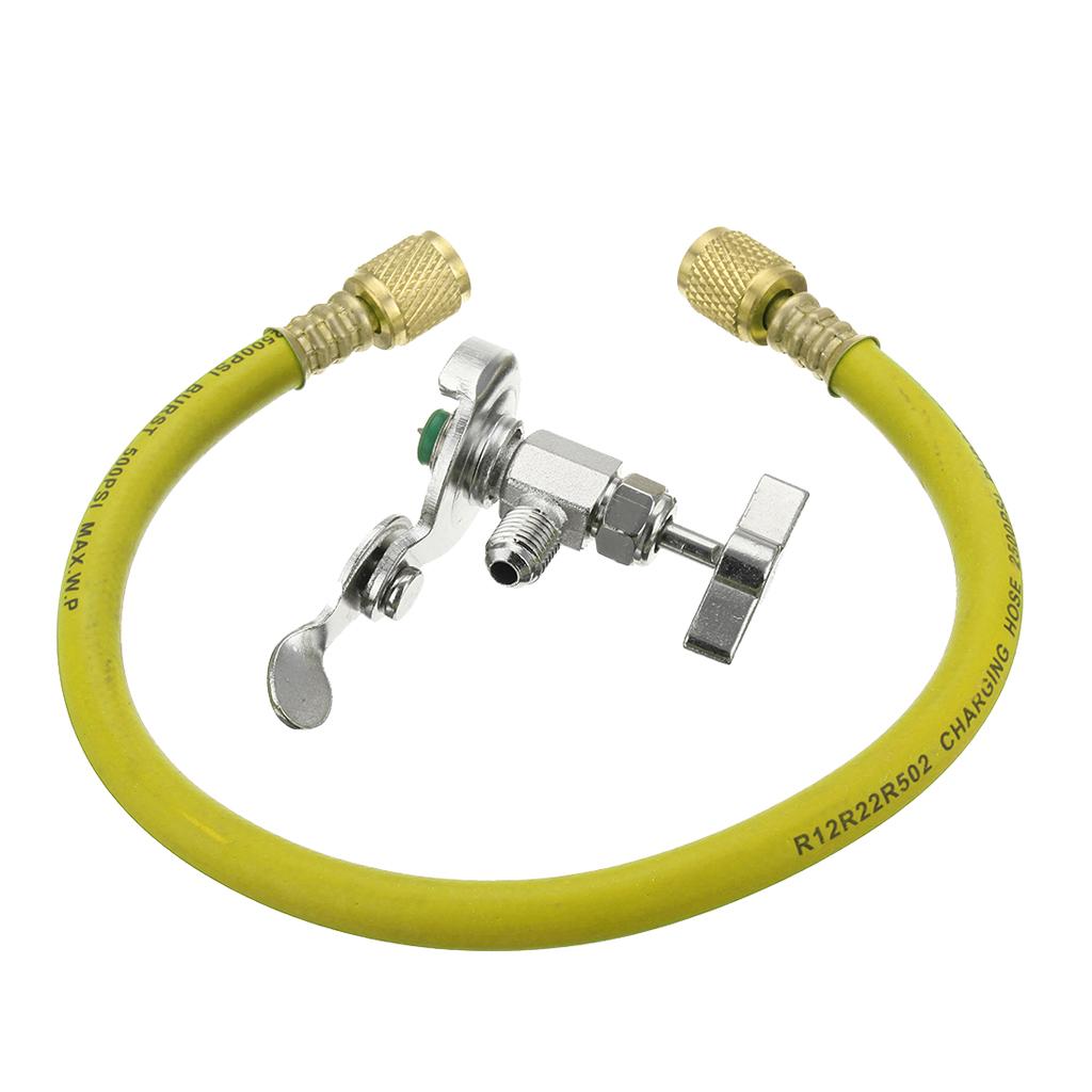 Car R12 R22 Can Tap Tapper Air Conditioning Refrigerant Recharge Hose Kit Yellow