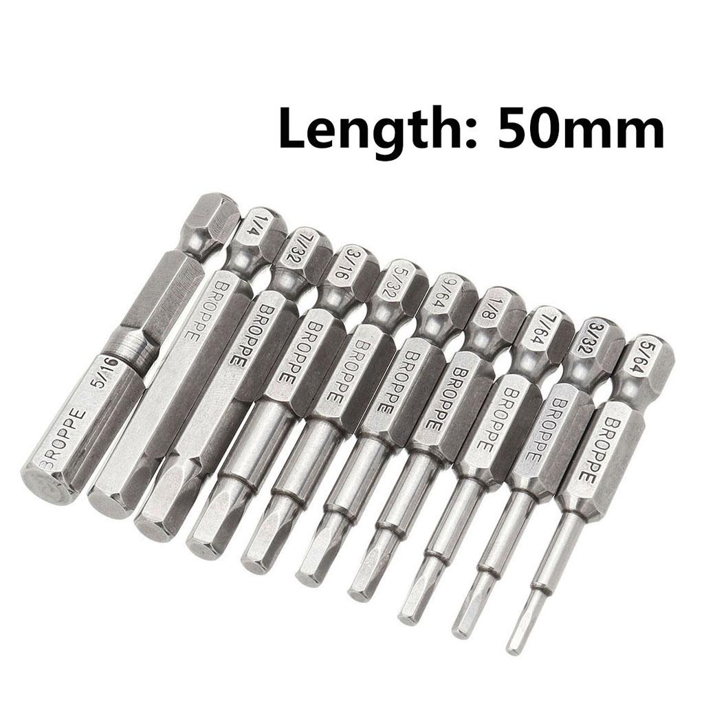 10 Piece Hex Head Long Allen Bit Set Quick Release Shank Impact Driver Drill