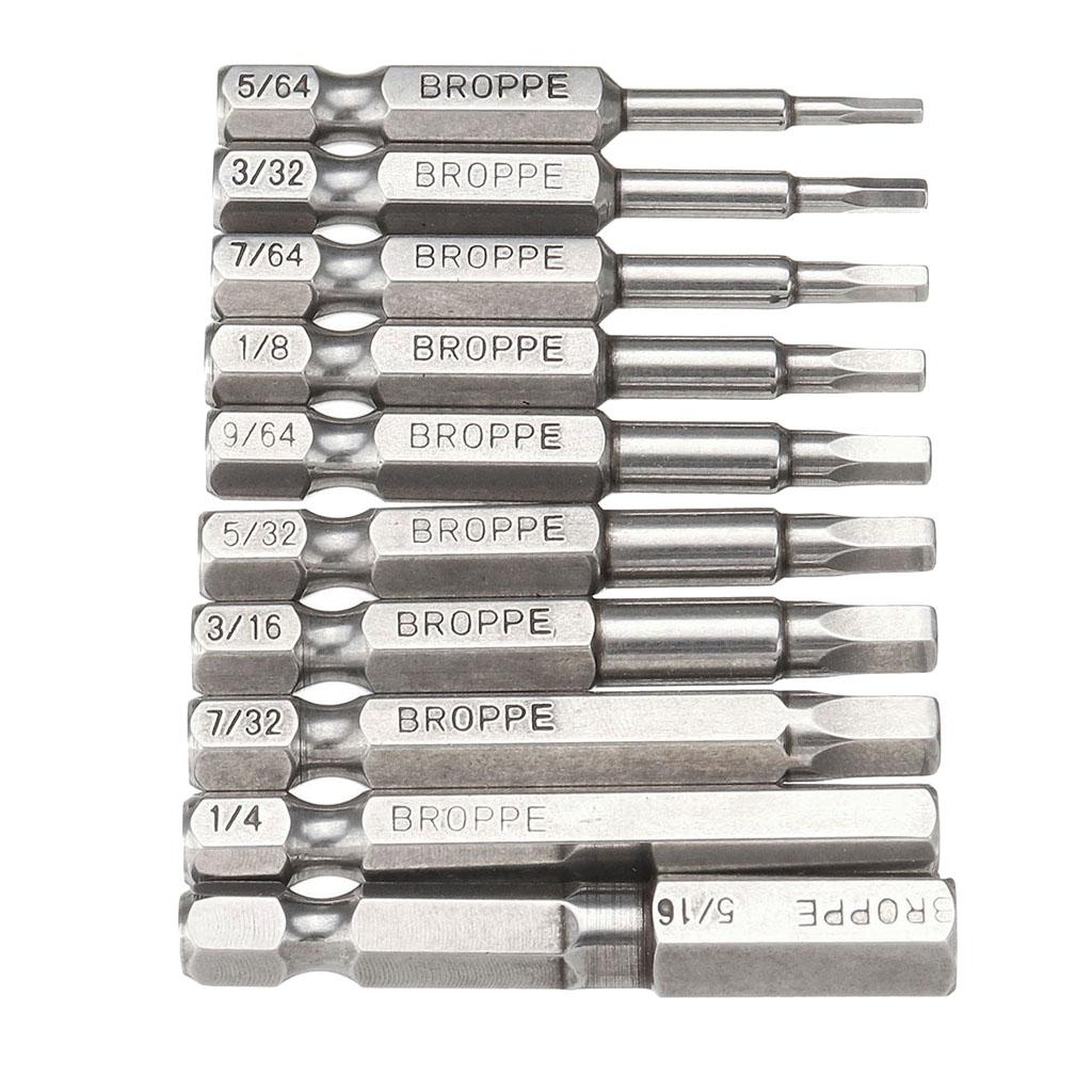 10 Piece Hex Head Long Allen Bit Set Quick Release Shank Impact Driver Drill