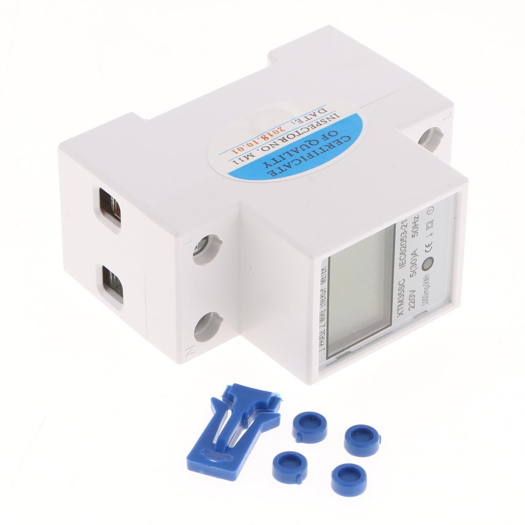 220V Din-rail Energy Meter Din Rail KWH Watt Hour Meter LCD 1 Phase 5(30A)