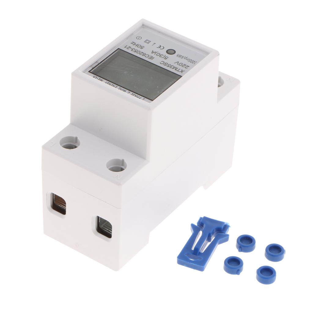 220V Din-rail Energy Meter Din Rail KWH Watt Hour Meter LCD 1 Phase 5(30A)